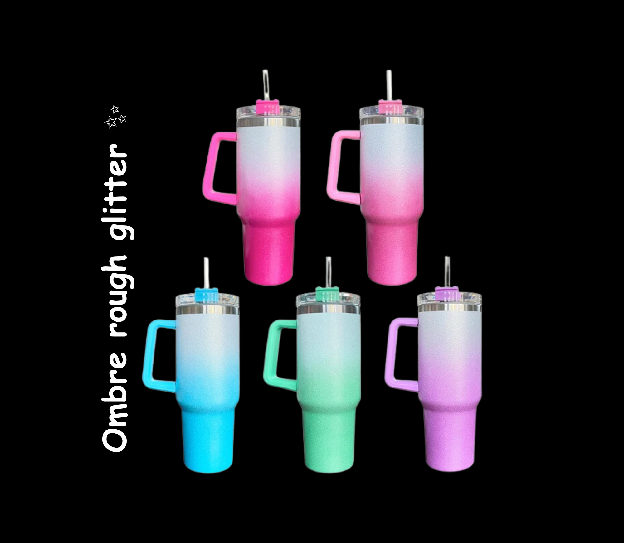 40oz Ombre Rough Glitter SUBLIMATION/ENGRAVING SMC blanks sublimation